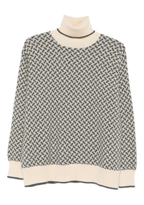 Drumohr geometric-pattern turtleneck sweater - Neutrals