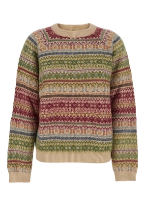 Semicouture Fairisle-print embellished sweater - Red