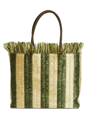 Rodebjer large Lidiya striped-pattern fringed tote bag - Green