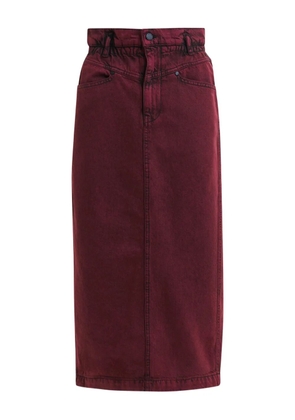 Essentiel Antwerp elasticated-waistband denim midi straight skirt - Red