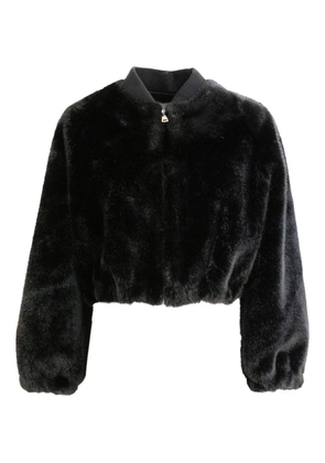 VALENTINI 1972 long-sleeve faux-fur bomber jacket - Black
