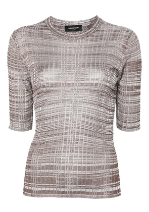 Fabiana Filippi pleated striped T-shirt - Brown