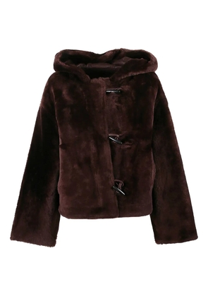 Yves Salomon hooded zip lambskin jacket - Red