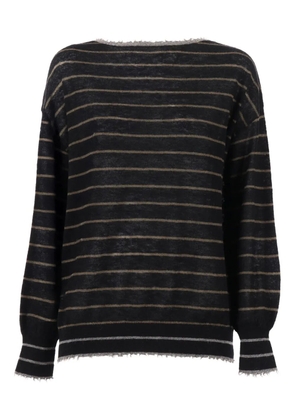 Kangra striped frayed-edge sweater - Black