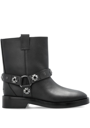 Kate Spade flower-embellished biker boots - Black