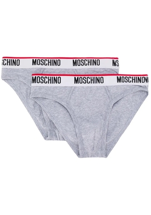 Moschino twin-pack logo band briefs - Grey
