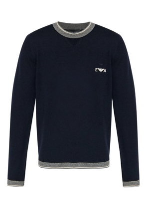 Emporio Armani embroidered-logo wool sweater - Blue