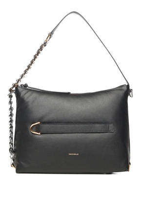 Coccinelle metal mesh strap leather shoulder bag - Black