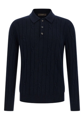 Zanone cable-knit button-placket polo shirt - Blue