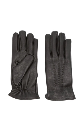 Lardini leather stitched gloves - Brown