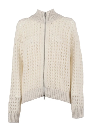 Peserico open-knit zip-up cardigan - White