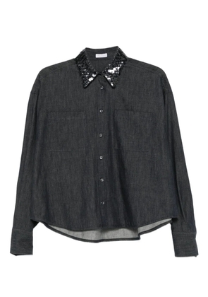 Brunello Cucinelli sequin-collar shirt - Blue