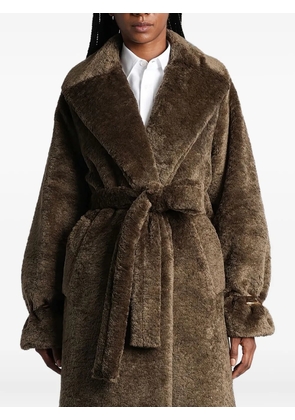 DARKPARK belted single-breasted teddy coat - Green