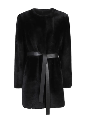 Desa 1972 belted leather coat - Black