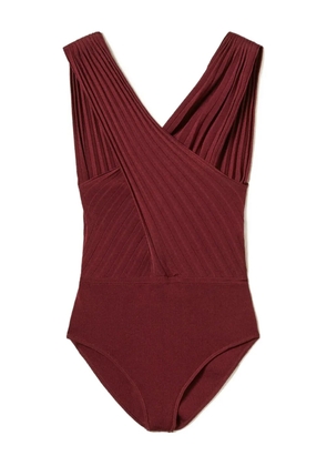 TWINSET crossover ribbed top - Red