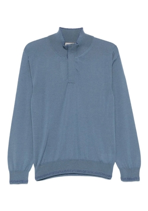 Canali high-neck half-placket sweater - Blue