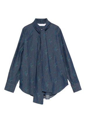 Robert Friedman floral-print tie-neck shirt - Blue