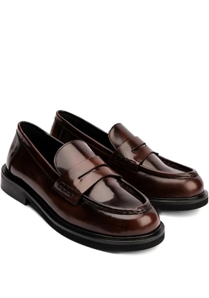 POEVE Ahri leather strap loafers - Brown