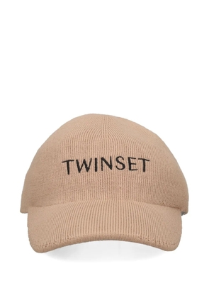 TWINSET embroidered-logo knitted baseball cap - Neutrals
