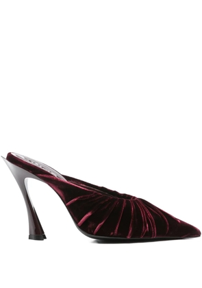 Mugler 95mm ruched heeled mules - Red