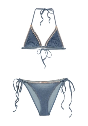 Ermanno Scervino triangle fringed bikini - Blue