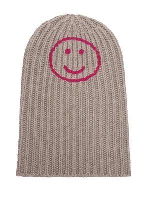 HURRAY ribbed smiley-face beanie - Brown