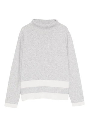 Intrecci striped-detail high-neck sweater - Grey