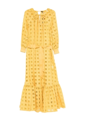 Kiton eyelet-embroidered tiered maxi dress - Yellow