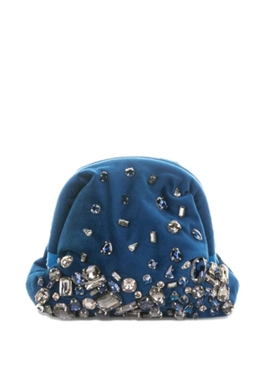 Maria La Rosa Pepita embellished velvet clutch bag - Blue
