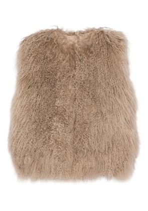 Halfboy shaggy-texture sleeveless coat - Neutrals