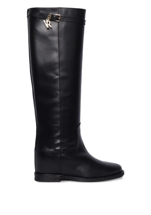 Via Roma 15 buckle-detail leather boots - Black