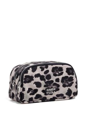 Bimba y Lola leopard-print double zip make-up bag - Grey