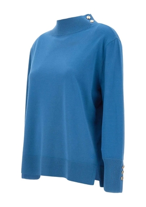 ELENA MIRO` button high-neck sweater - Blue