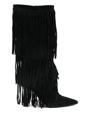 Gisel Moire 90mm George fringed pointed-toe boots - Black