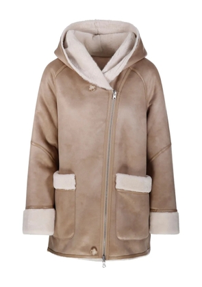 Urbancode hooded shearling coat - Neutrals