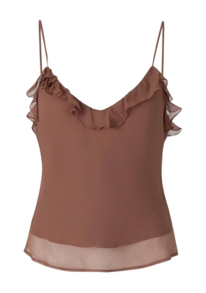 STAUD ruffled spaghetti-strap blouse - Brown
