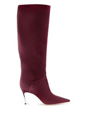 Casadei 80mm pointed-toe suede boots - Red