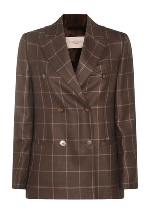 Montedoro checked double-breasted blazer - Brown