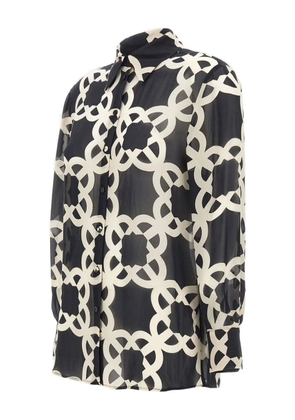 ELENA MIRO` geometric-pattern buttoned shirt - Black