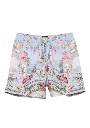 Camilla floral-print drawstring shorts - Blue