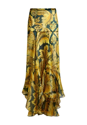 ETRO floral-print ruffled maxi skirt - Green