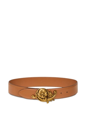 ETRO floral-buckle leather belt - Brown