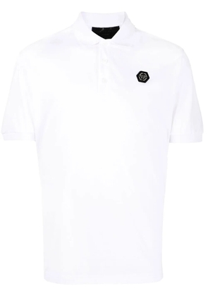 Philipp Plein logo-plaque polo shirt - White