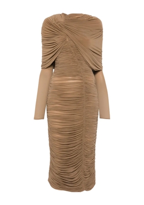Magda Butrym draped midi dress - Brown