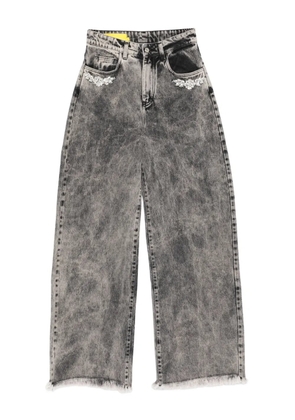 Marques'Almeida floral-appliqué frayed jeans - Grey