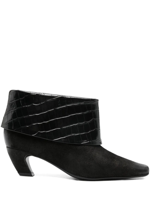 Marc Ellis 55mm croc embossed boots - Black