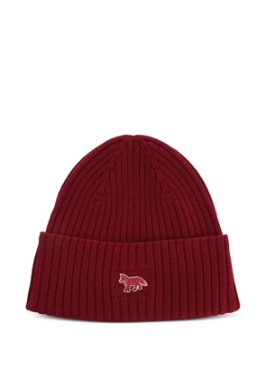 Maison Kitsuné Baby Fox ribbed beanie hat - Red