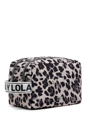 Bimba y Lola leopard-print double-zip make-up bag - Grey