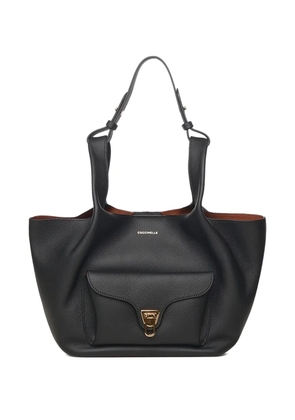 Coccinelle grained flap front shoulder bag - Black
