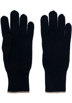 Brunello Cucinelli contrast-trim cashmere gloves - Blue